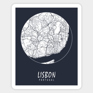 Lisbon, Portugal City Map - Full Moon Magnet